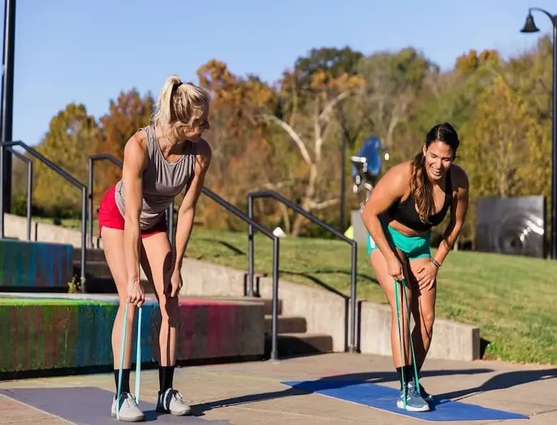 Stephanie working out with a client